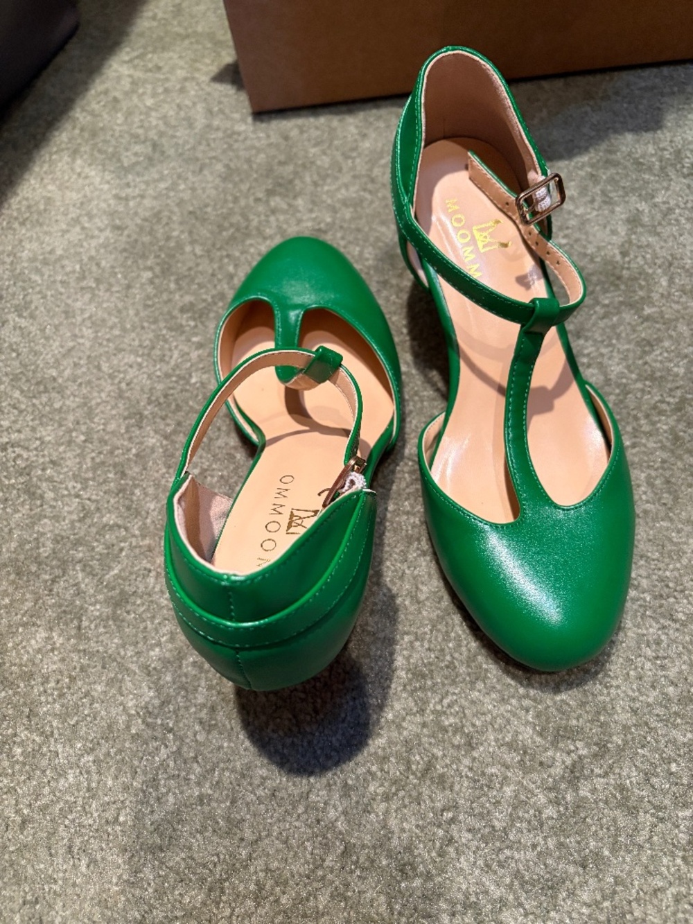 Faux leather T-strap heels, Size 6 - Worn once